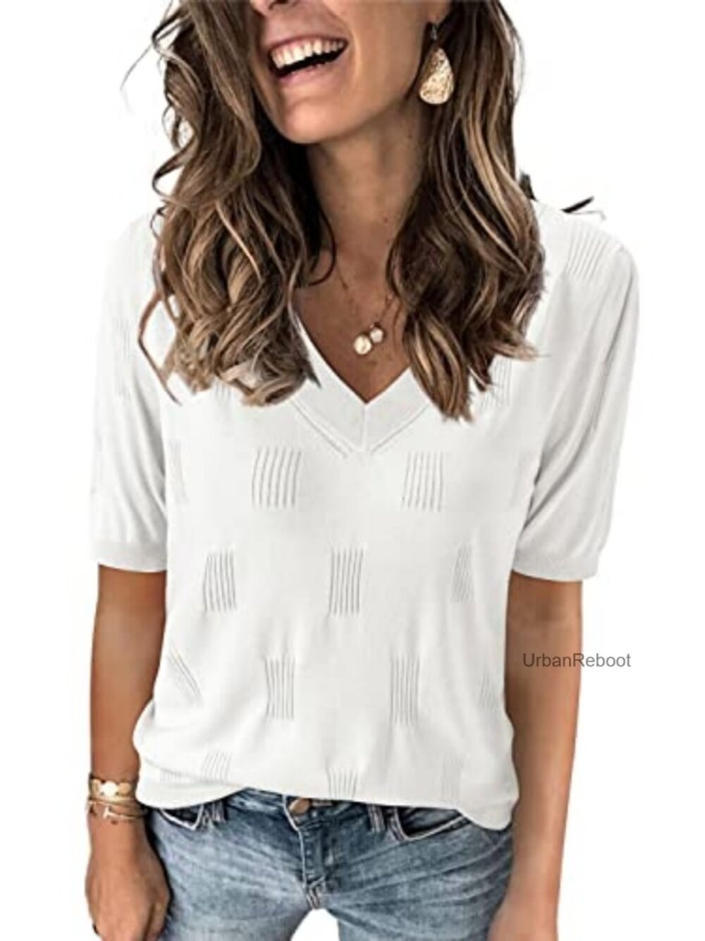 Arach&Cloz Women's Lightweight Summer Short Sleeve Knit Sweater Top Blouse